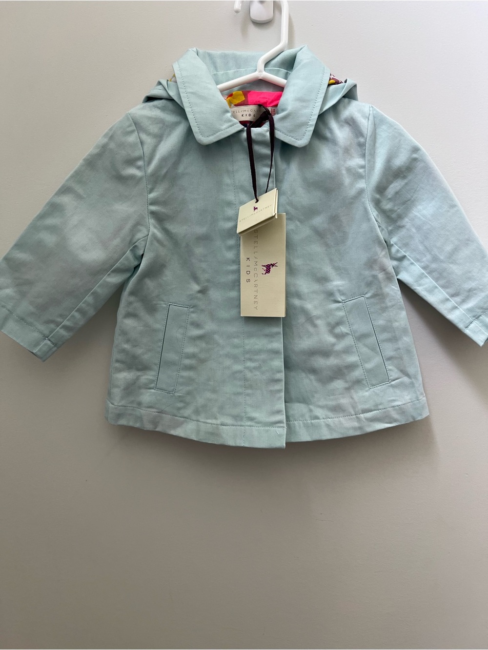 Stella McCartney Kids Light Mint Hooded Cotton Jacket - Picture 2 of 12